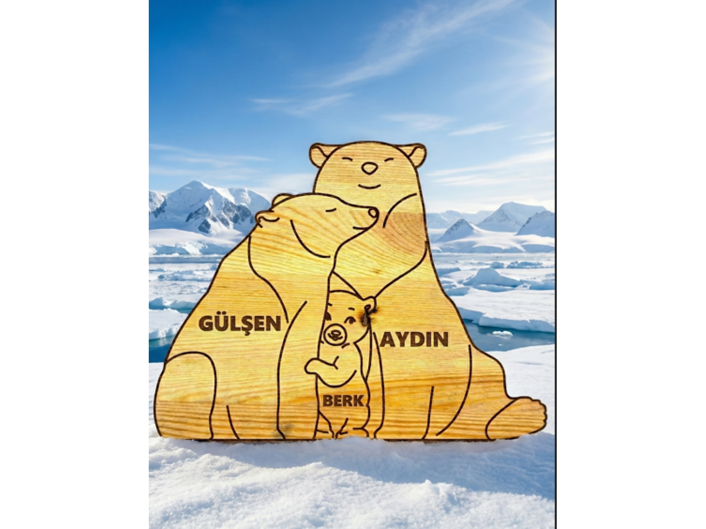 Akrilik Ayı Ailesi Ahşap Puzzle   
