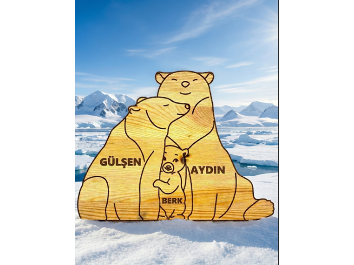 Akrilik Ayı Ailesi Ahşap Puzzle Akrilik Ayı Ailesi Ahşap Puzzle