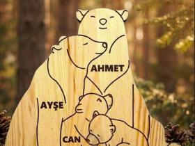 Akrilik Ayı Ailesi Ahşap Puzzle   