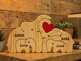 Fil Ailesi Ahşap Puzzle