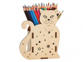 Kedi Ahşap Kalemlik