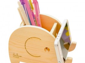 Fil Ahşap Kalemlik-Telefonluk