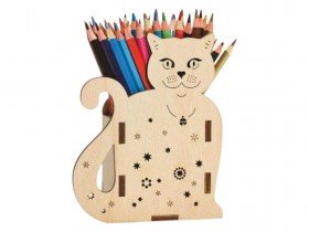 Kedi Ahşap Kalemlik