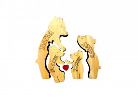Anne Ayı ve Ailesi Ahşap Puzzle
