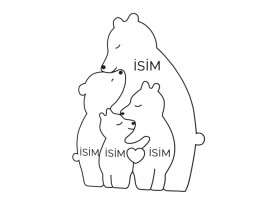 Anne Ayı ve Ailesi Ahşap Puzzle