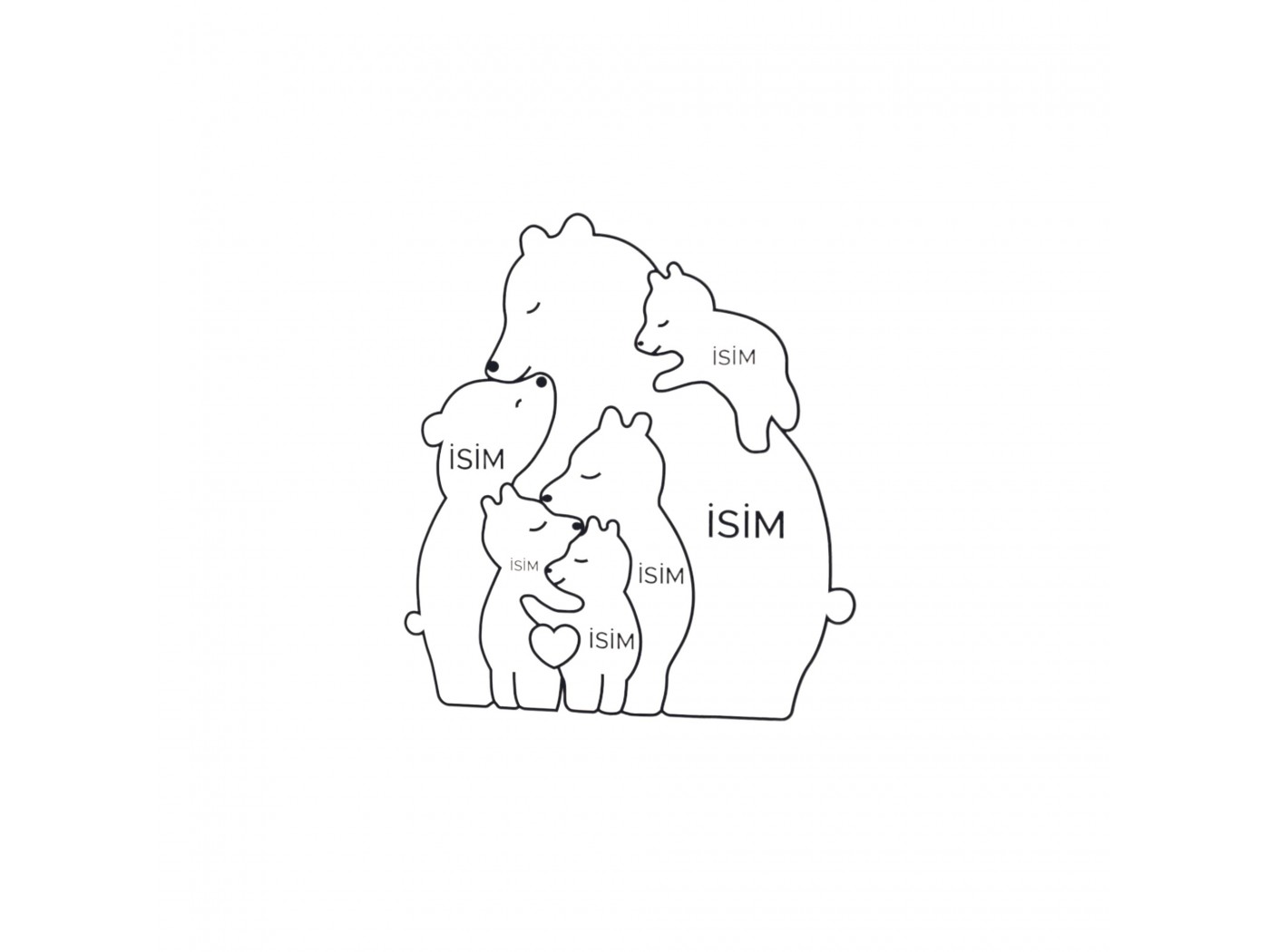 Anne Ayı ve Ailesi Ahşap Puzzle