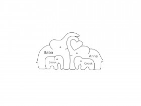 Fil Ailesi Ahşap Puzzle