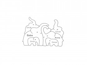 Fil Ailesi Ahşap Puzzle
