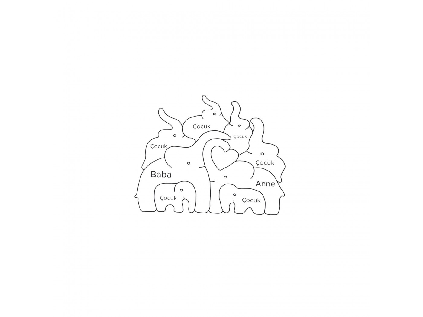 Fil Ailesi Ahşap Puzzle