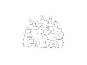 Fil Ailesi Ahşap Puzzle