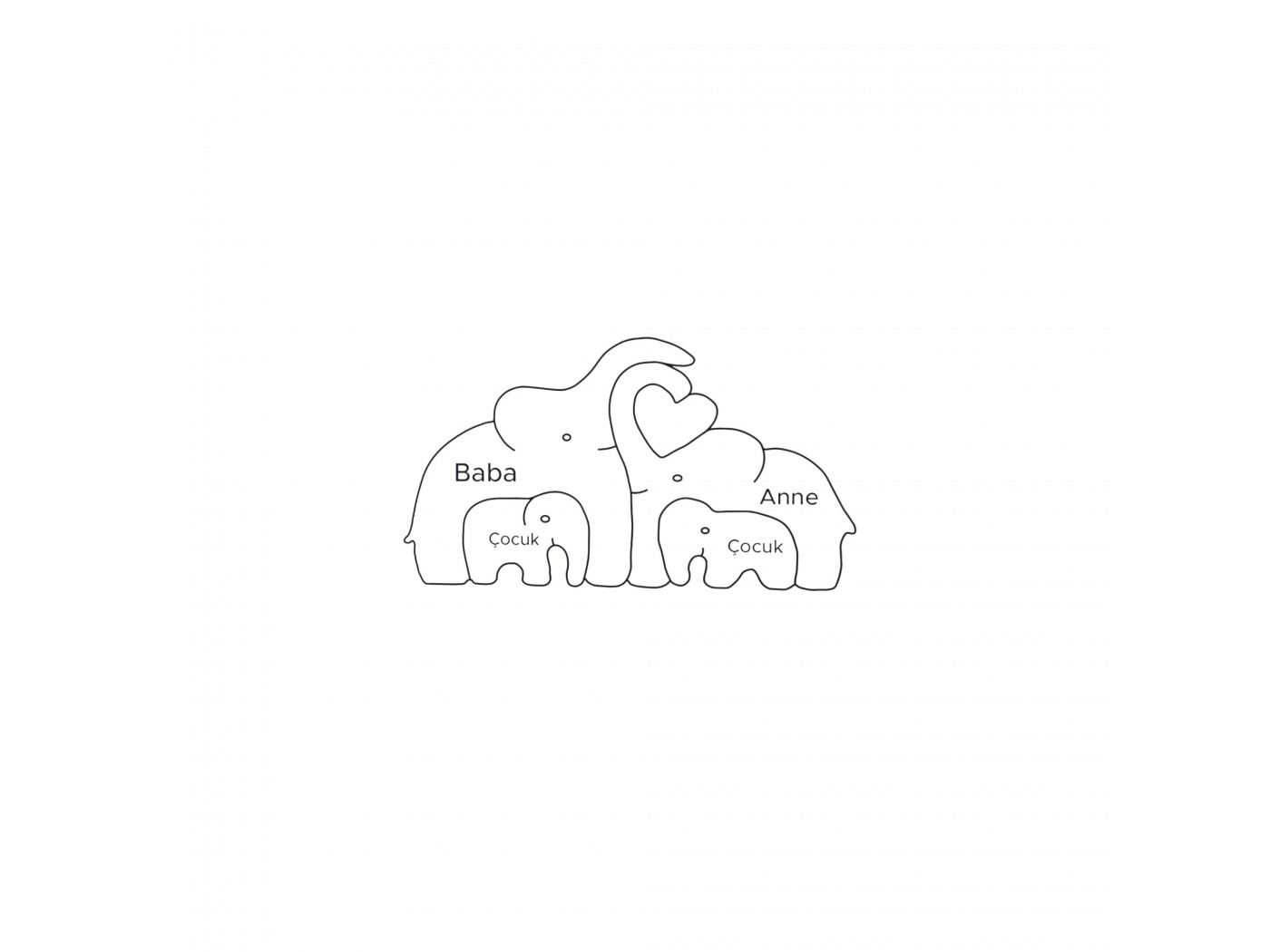 Fil Ailesi Ahşap Puzzle Fil Ailesi Ahşap Puzzle