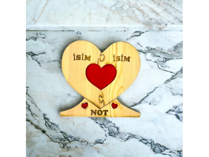 Kalp İçinde Kalp Ahşap Puzzle   