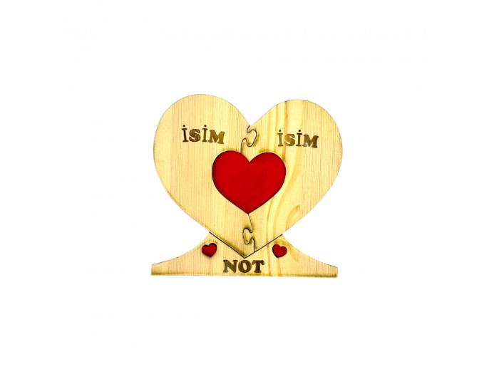 Kalp İçinde Kalp Ahşap Puzzle   