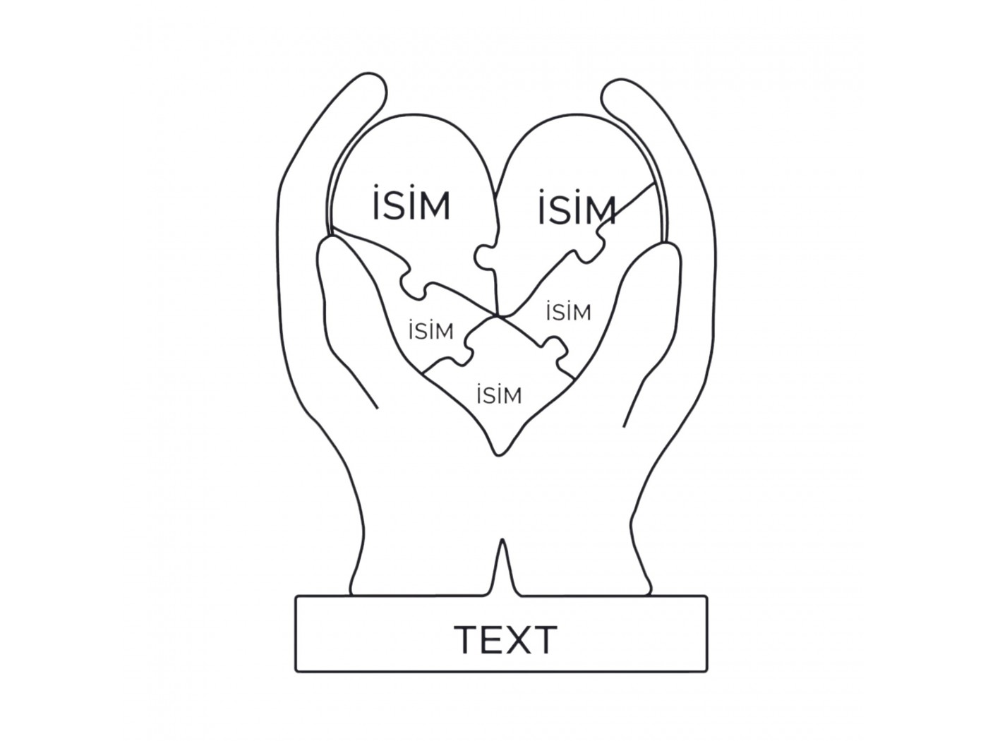 Kalpler Elimde Ahşap Puzzle