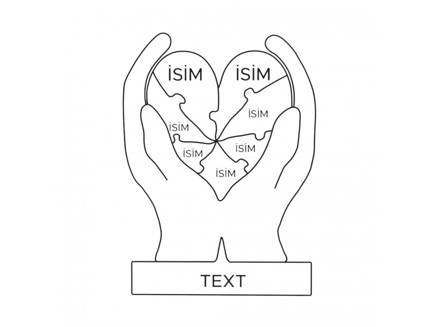 Kalpler Elimde Ahşap Puzzle