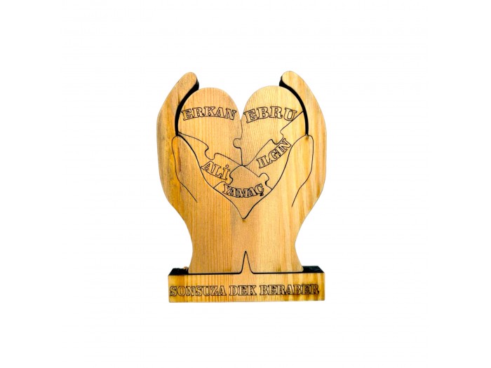 Kalpler Elimde Ahşap Puzzle   