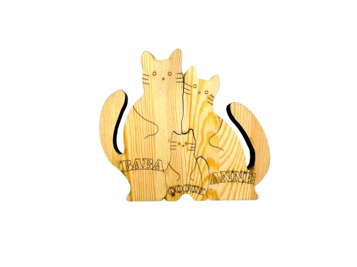 Kedi Ailesi Ahşap Puzzle   