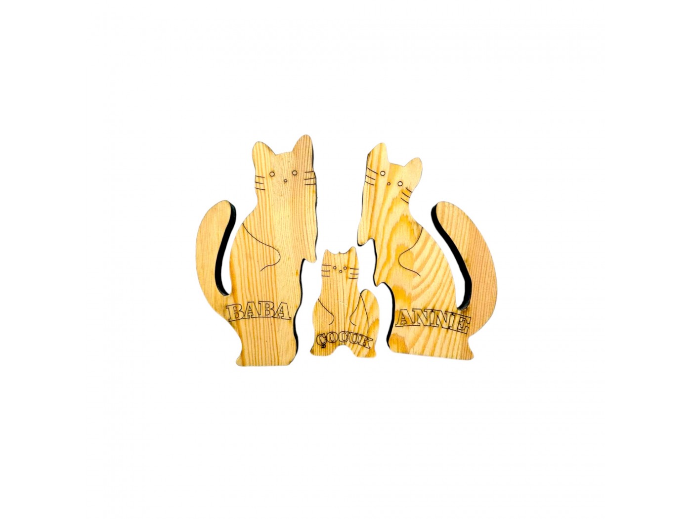 Kedi Ailesi Ahşap Puzzle