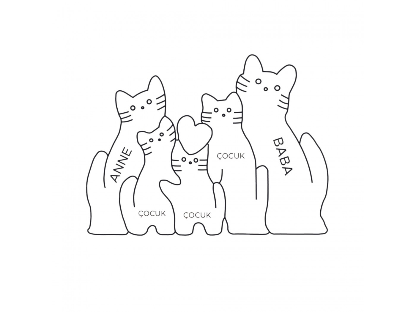 Kedi Ailesi Ahşap Puzzle