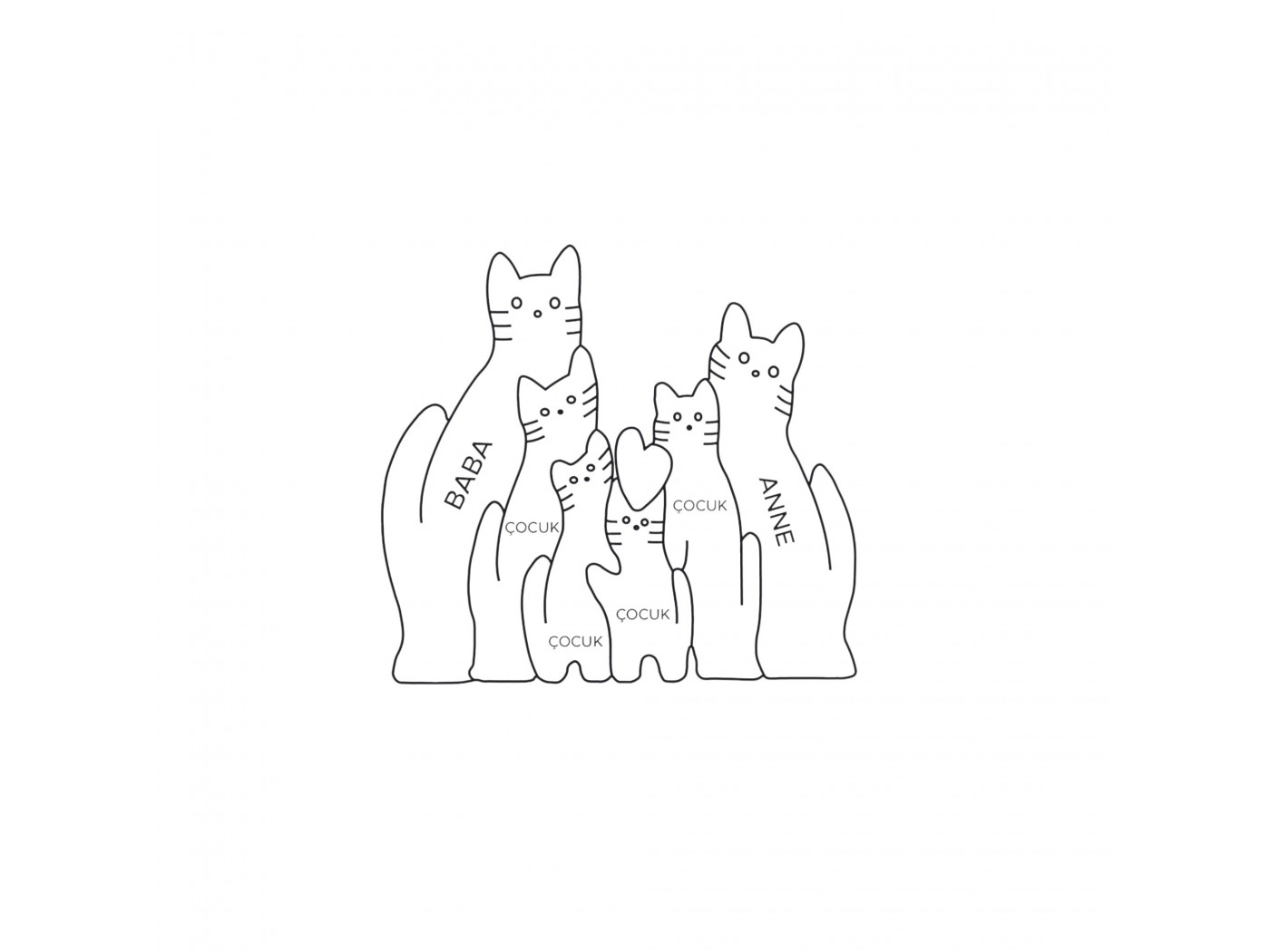 Kedi Ailesi Ahşap Puzzle