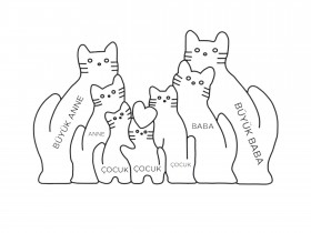 Kedi Ailesi Ahşap Puzzle Kedi Ailesi Ahşap Puzzle