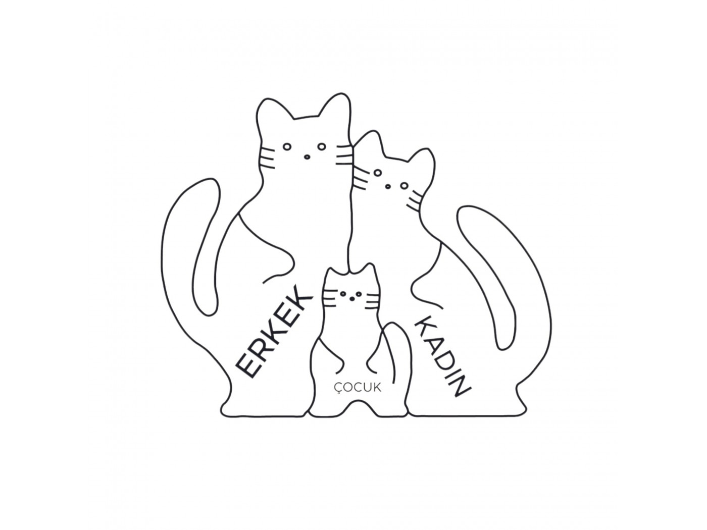 Kedi Ailesi Ahşap Puzzle