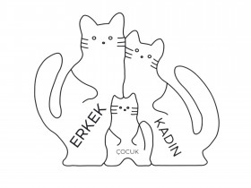 Kedi Ailesi Ahşap Puzzle