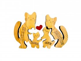 Kedi Ailesi Ahşap Puzzle