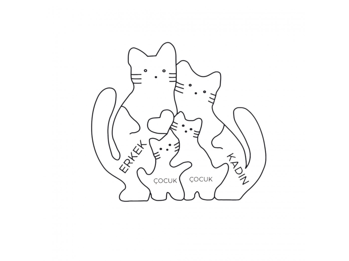 Kedi Ailesi Ahşap Puzzle Kedi Ailesi Ahşap Puzzle