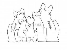 Kedi Ailesi Ahşap Puzzle