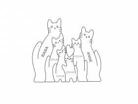 Kedi Ailesi Ahşap Puzzle