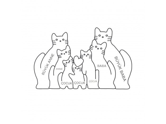 Kedi Ailesi Ahşap Puzzle   