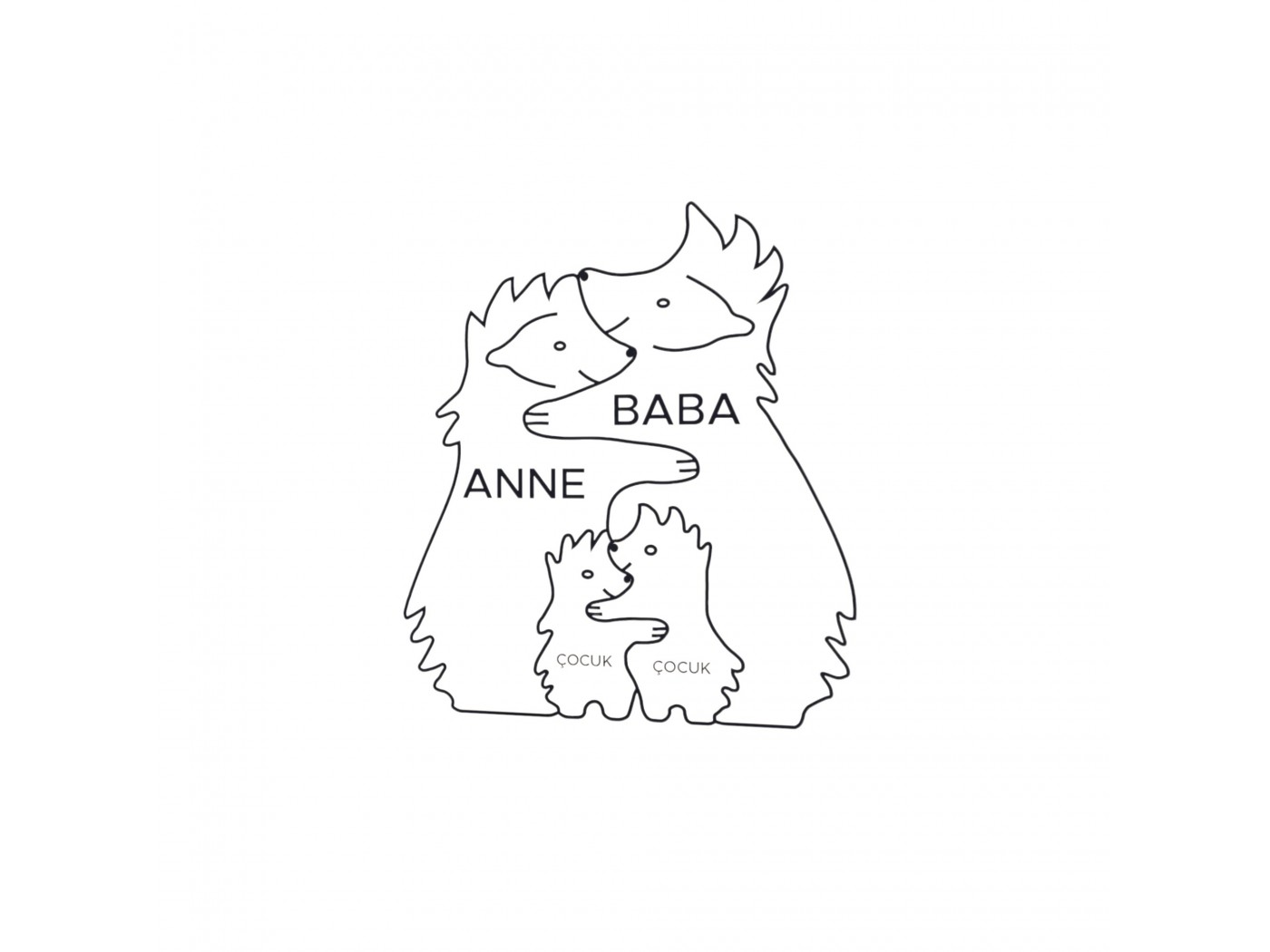 Kirpi Ailesi Ahşap Puzzle Kirpi Ailesi Ahşap Puzzle