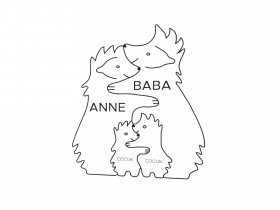 Kirpi Ailesi Ahşap Puzzle