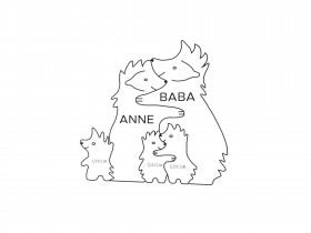 Kurt Ailesi Ahşap Puzzle