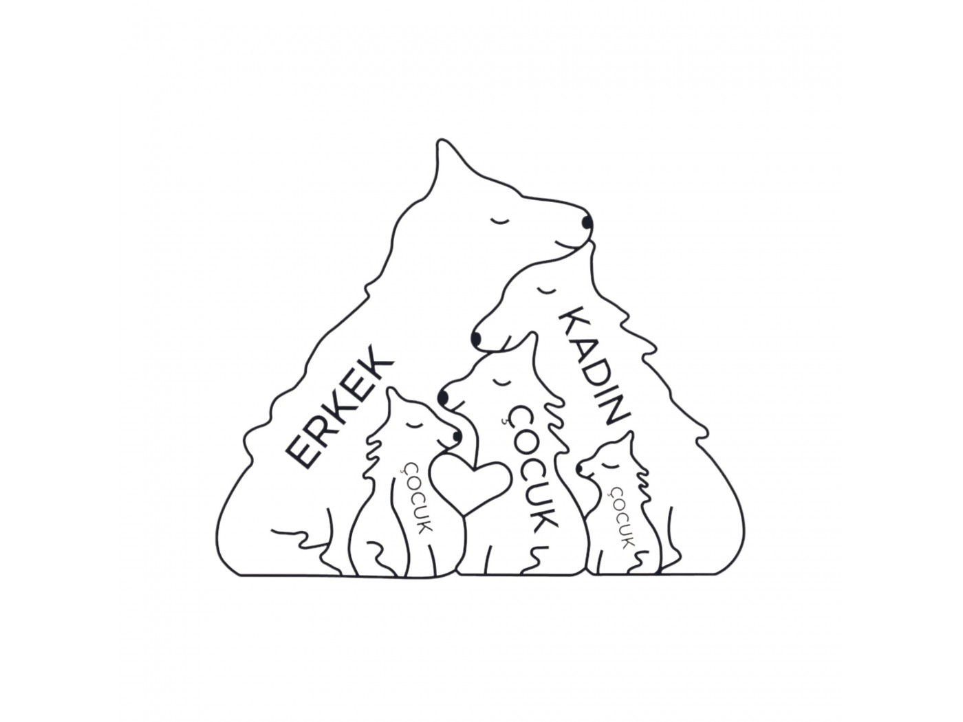 Kurt Ailesi Ahşap Puzzle