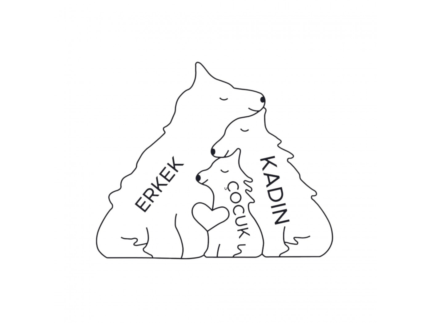 Kurt Ailesi Ahşap Puzzle