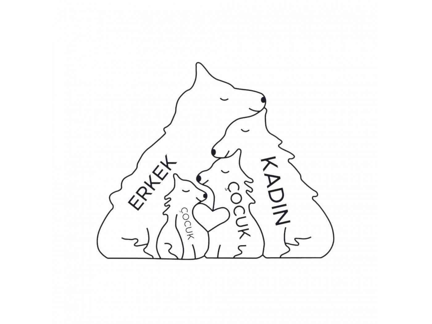 Kurt Ailesi Ahşap Puzzle