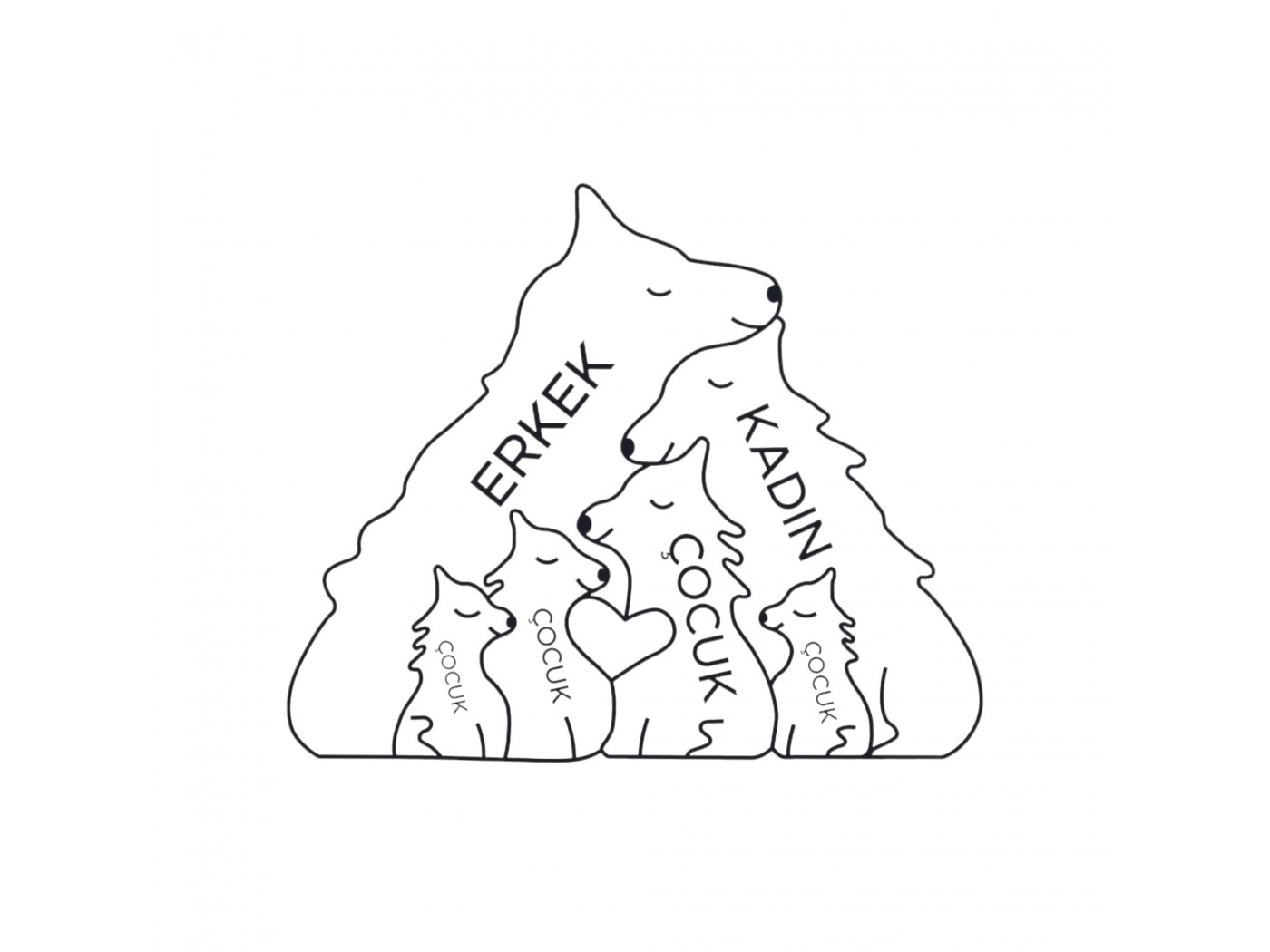 Kurt Ailesi Ahşap Puzzle