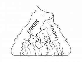 Kurt Ailesi Ahşap Puzzle