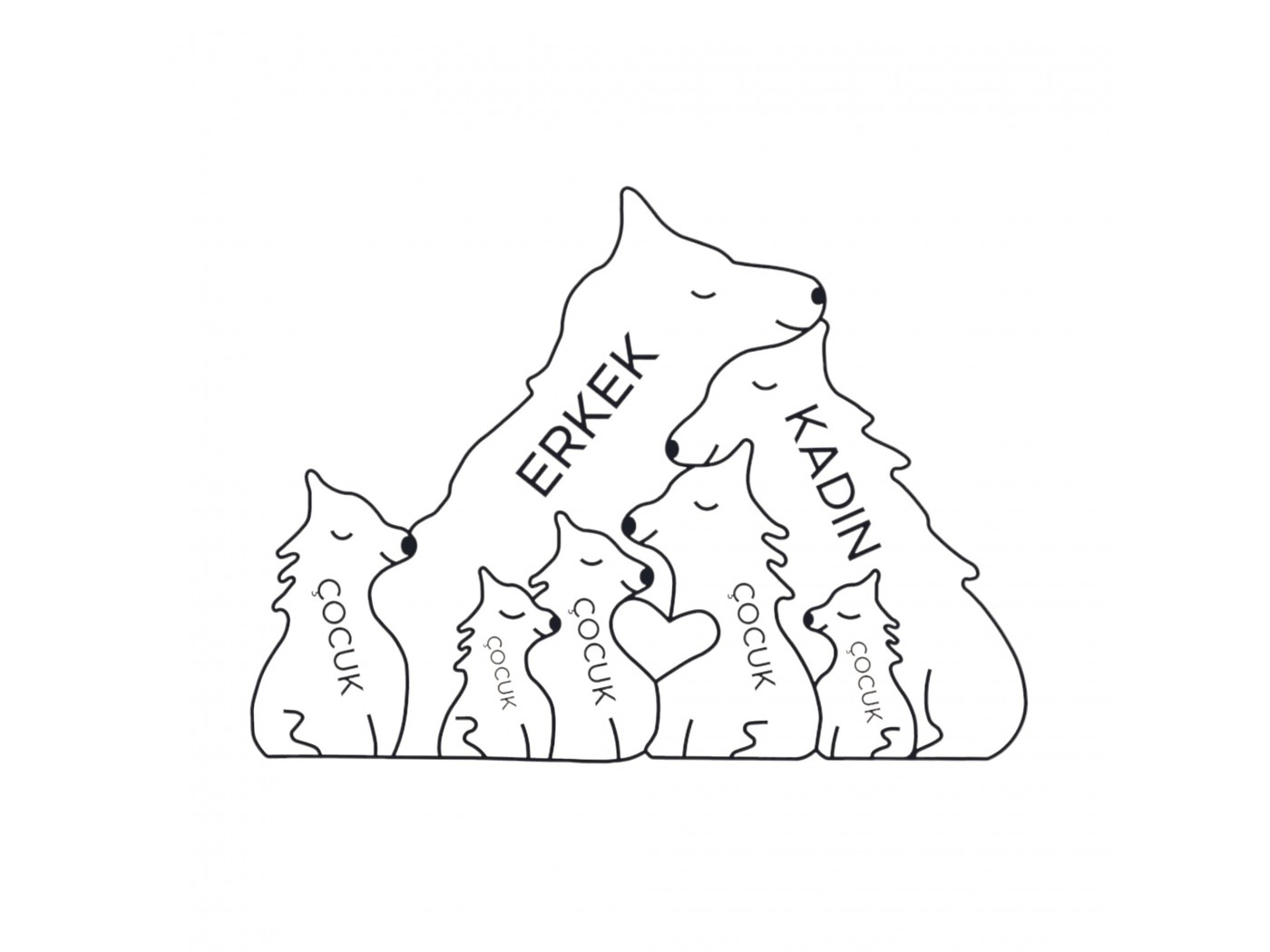 Kurt Ailesi Ahşap Puzzle