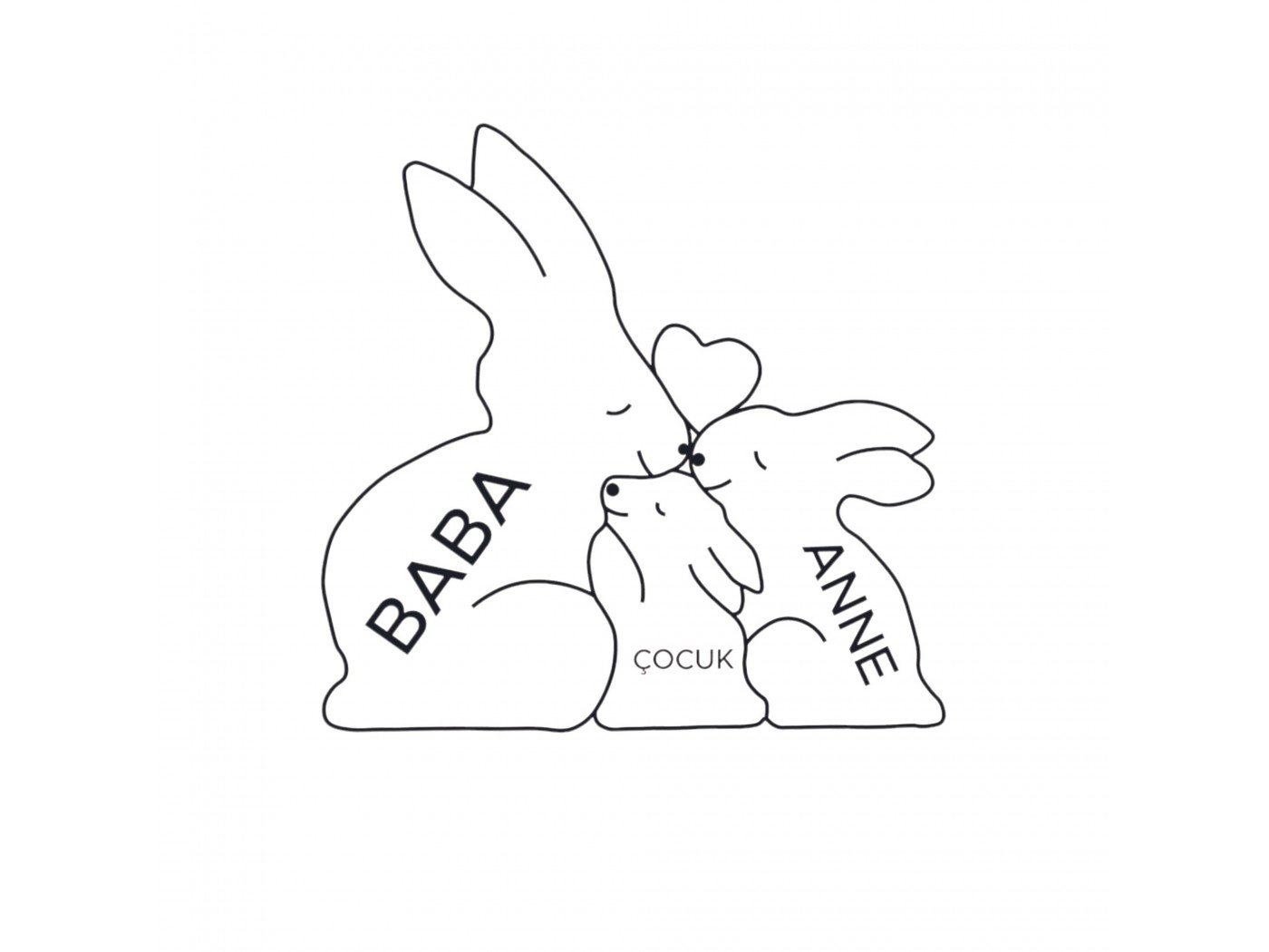 Tavşan Ailesi Ahşap Puzzle