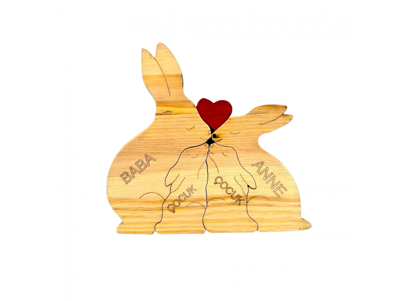 Tavşan Ailesi Ahşap Puzzle
