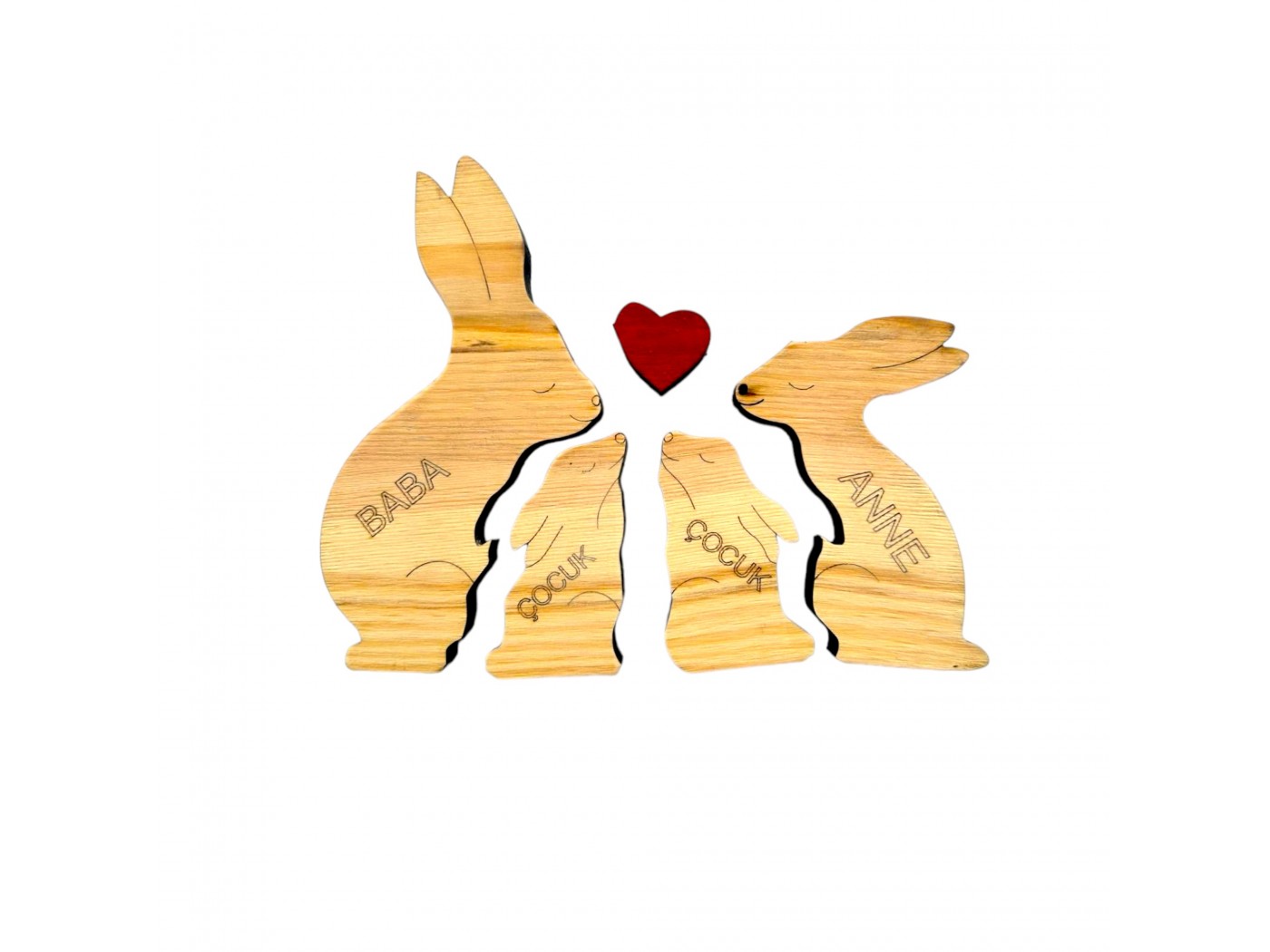 Tavşan Ailesi Ahşap Puzzle