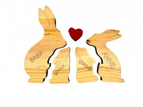 Tavşan Ailesi Ahşap Puzzle