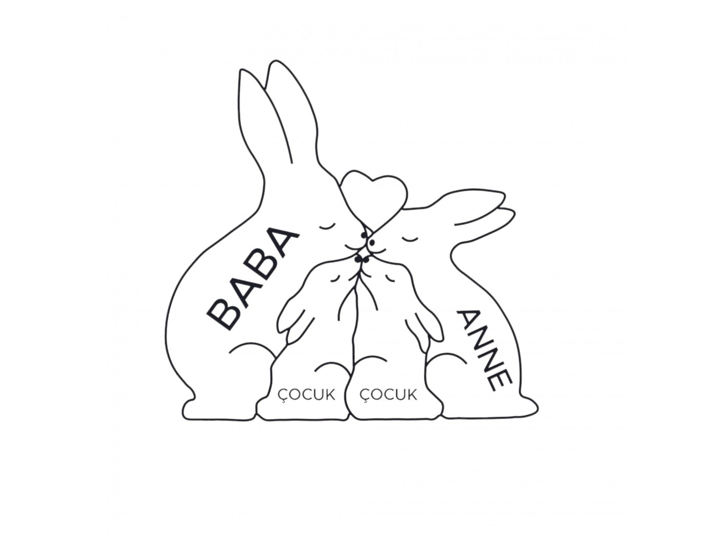 Tavşan Ailesi Ahşap Puzzle