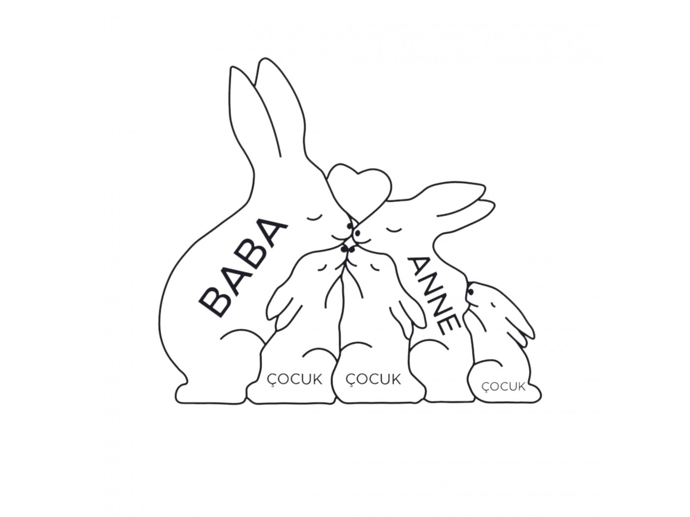 Tavşan Ailesi Ahşap Puzzle