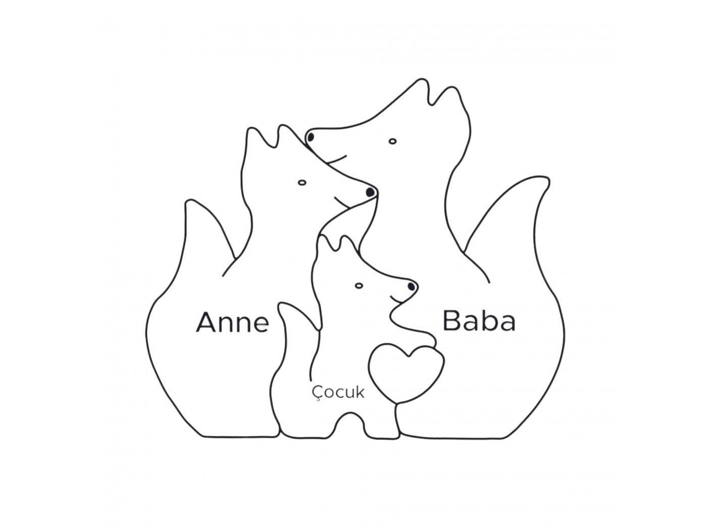 Tilki Ailesi Ahşap Puzzle