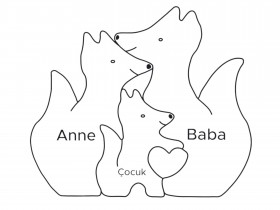 Tilki Ailesi Ahşap Puzzle