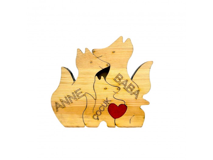 Tilki Ailesi Ahşap Puzzle   